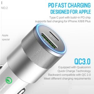 Premium QC3.0 PD Fast Car Charger for iPhone 11/ Pro/ Pro Max/ X/ XS - Image 3