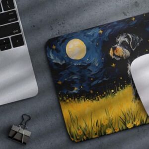 Starry Night Dog Miniature-Schnauzer Non-Slip Computer Mousepad - Image 3