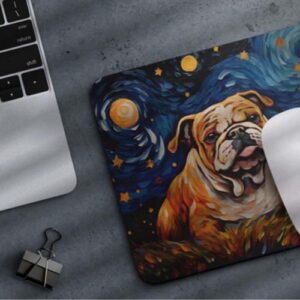 Starry Night Dog Bulldog Non-Slip Computer Mousepad - Image 3