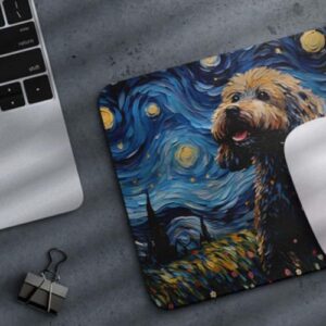 Starry Night Dog Poodle Non-Slip Computer Mousepad - Image 3