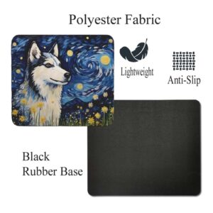 Starry Night Dog Husky Non-Slip Computer Mousepad - Image 3