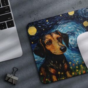 Starry Night Dog Dachshund Non-Slip Computer Mousepad - Image 3